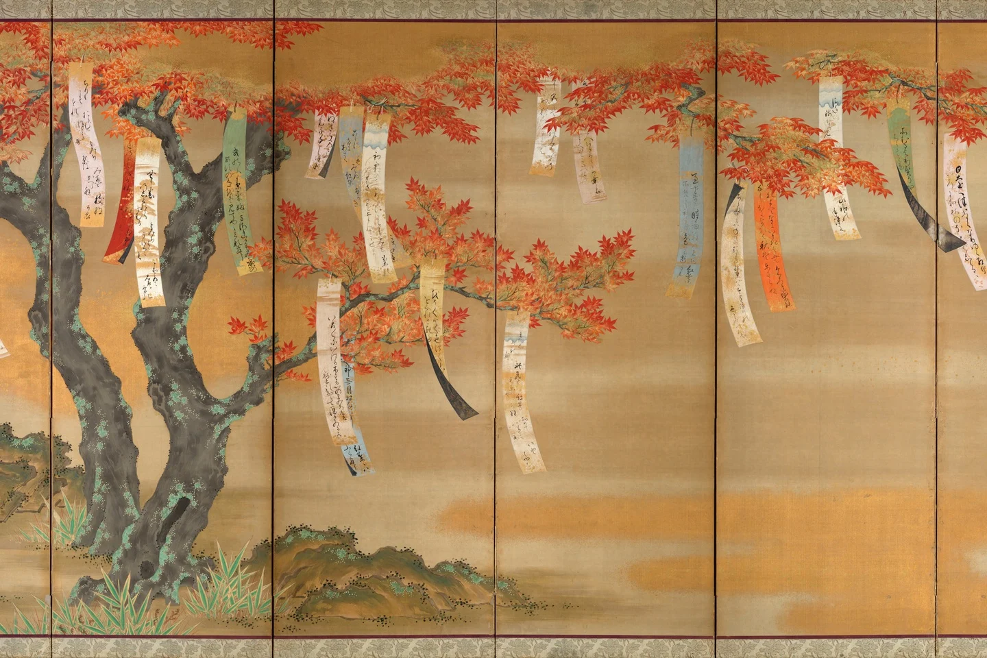 Autumn Maples with Poem Slips — Tosa Mitsuoki