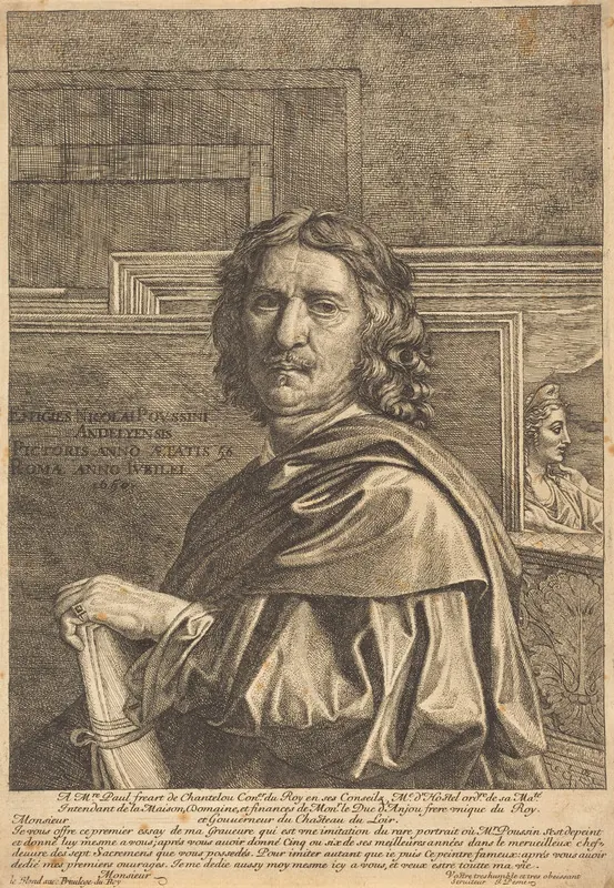 Jean Pesne after Poussin's self-portrait. Print, 1650.