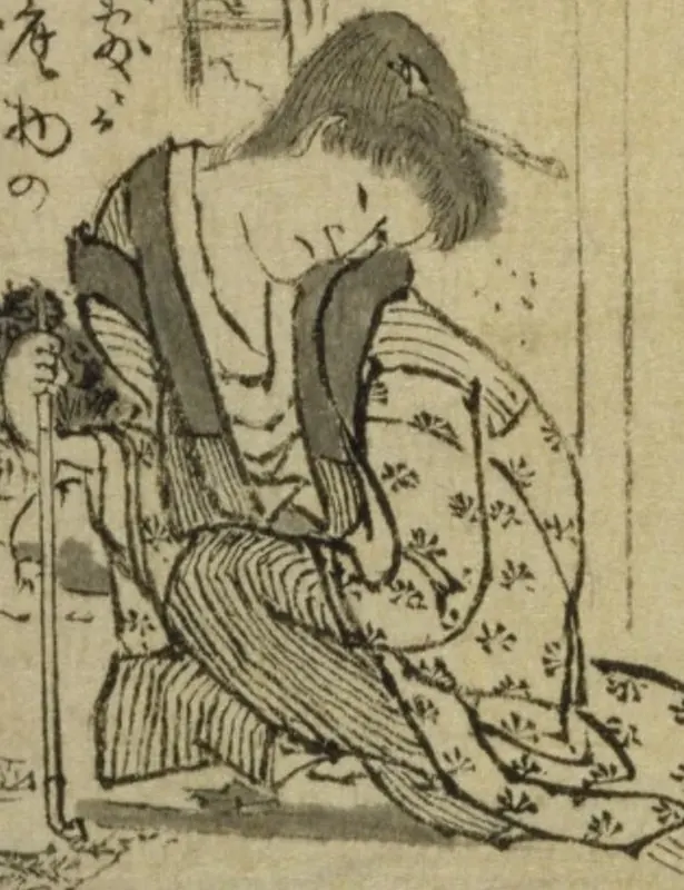 Attributed to Tsuyuki Iitsu. Retrospective drawing of the late 1880s, depicting life in the 1840s. Detail.