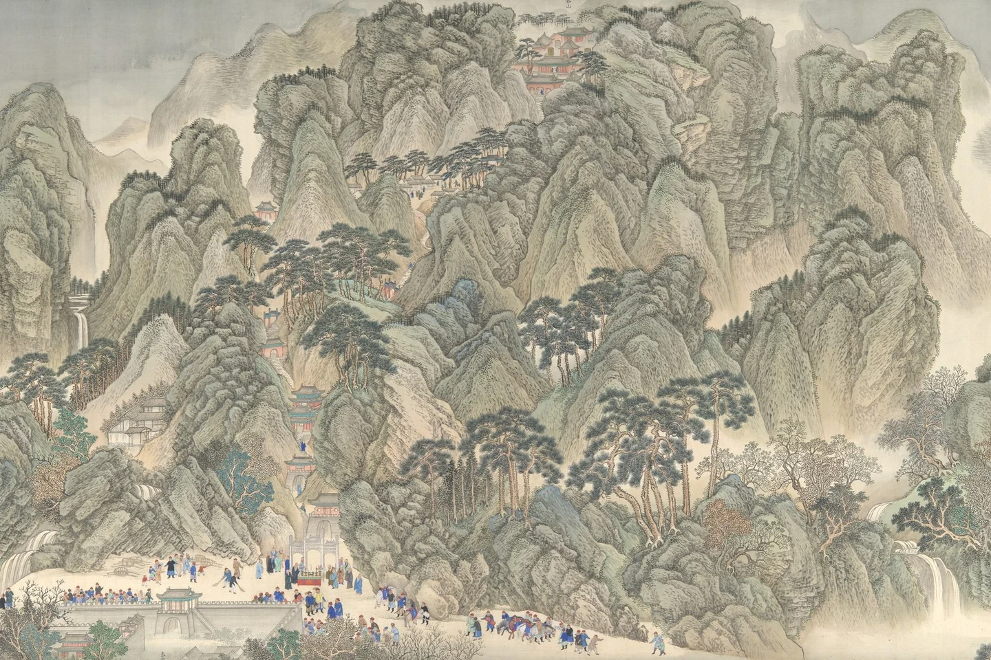 The Kangxi Emperor's Southern Inspection Tour, Scroll Three: Ji'nan to Mount Tai — Wang Hui and assistants