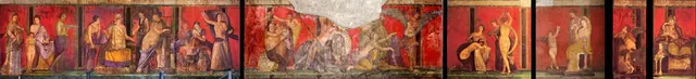 Dionysiac frieze, Villa of the Mysteries — photographic panorama — Unidentified Roman painters