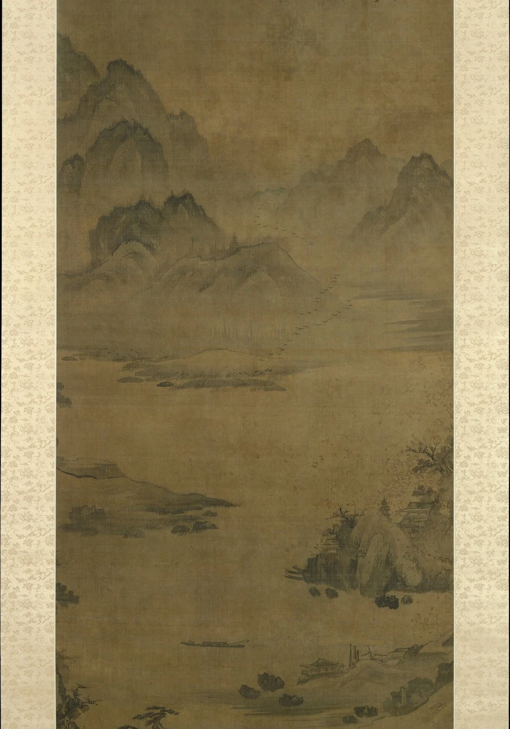 Wild geese descending to sandbar — Unidentified Korean painters