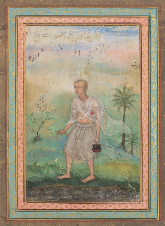 Jain Ascetic Walking Along a Riverbank — Basawan