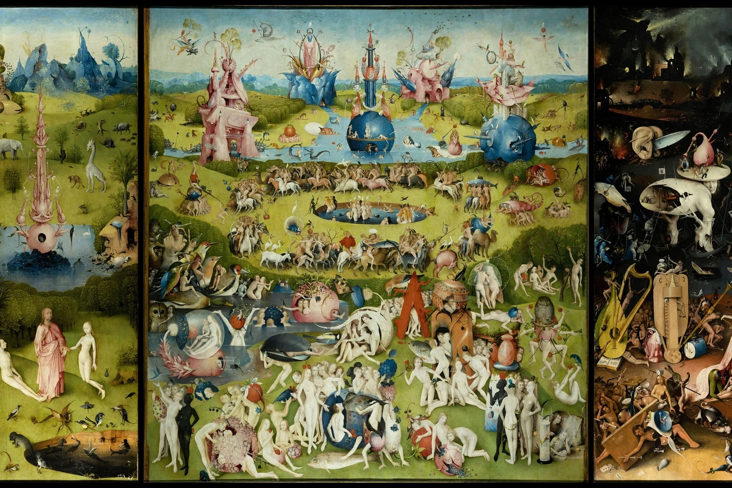 The Garden of Earthly Delights (open triptych) — Hieronymus Bosch