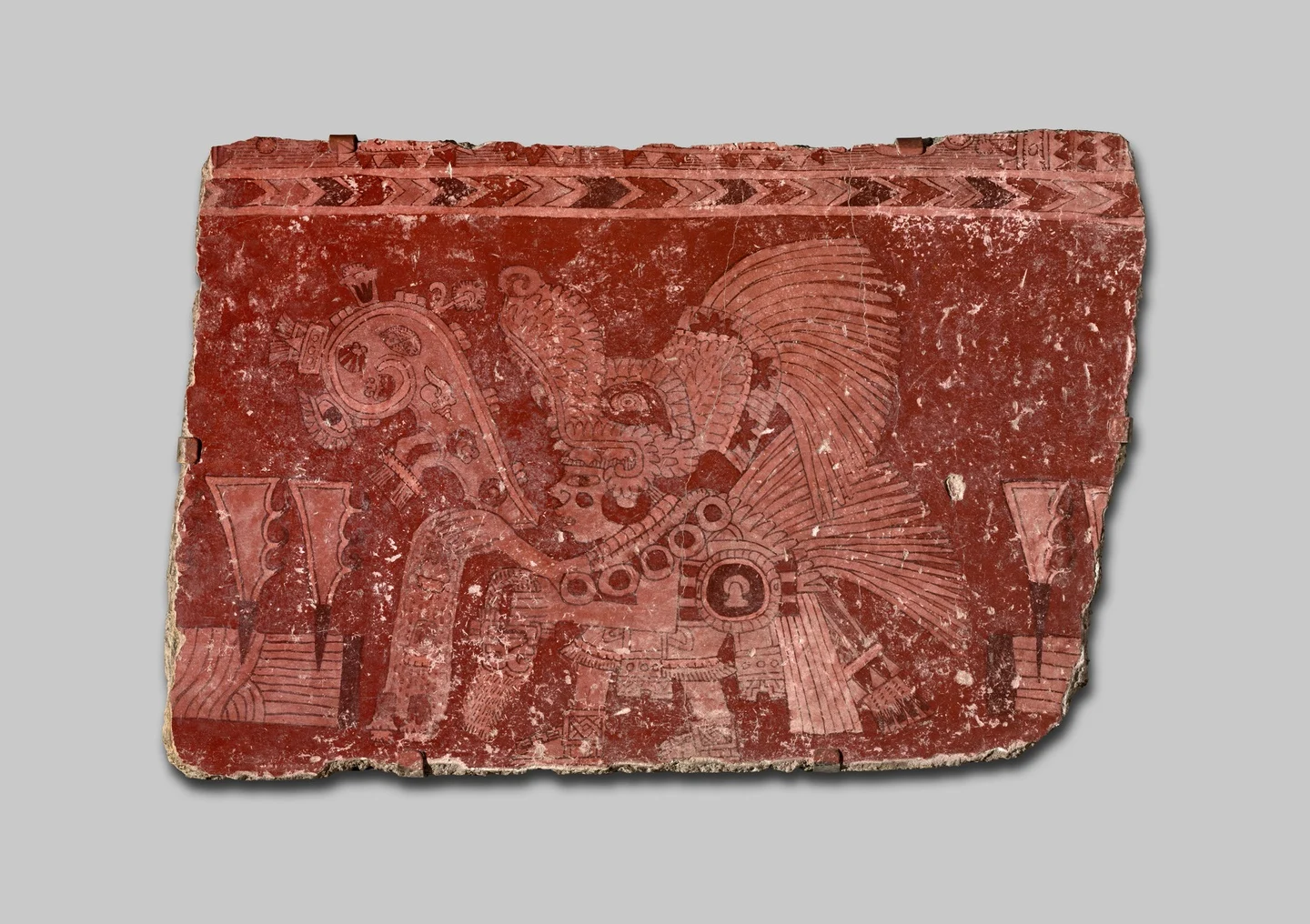 Mural Fragment Depicting a Maguey Bloodletting Ritual — Unidentified Teotihuacan painter