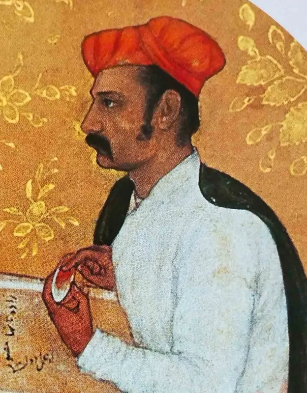 Daulat. Portrait in an album border, about 1610. Detail.