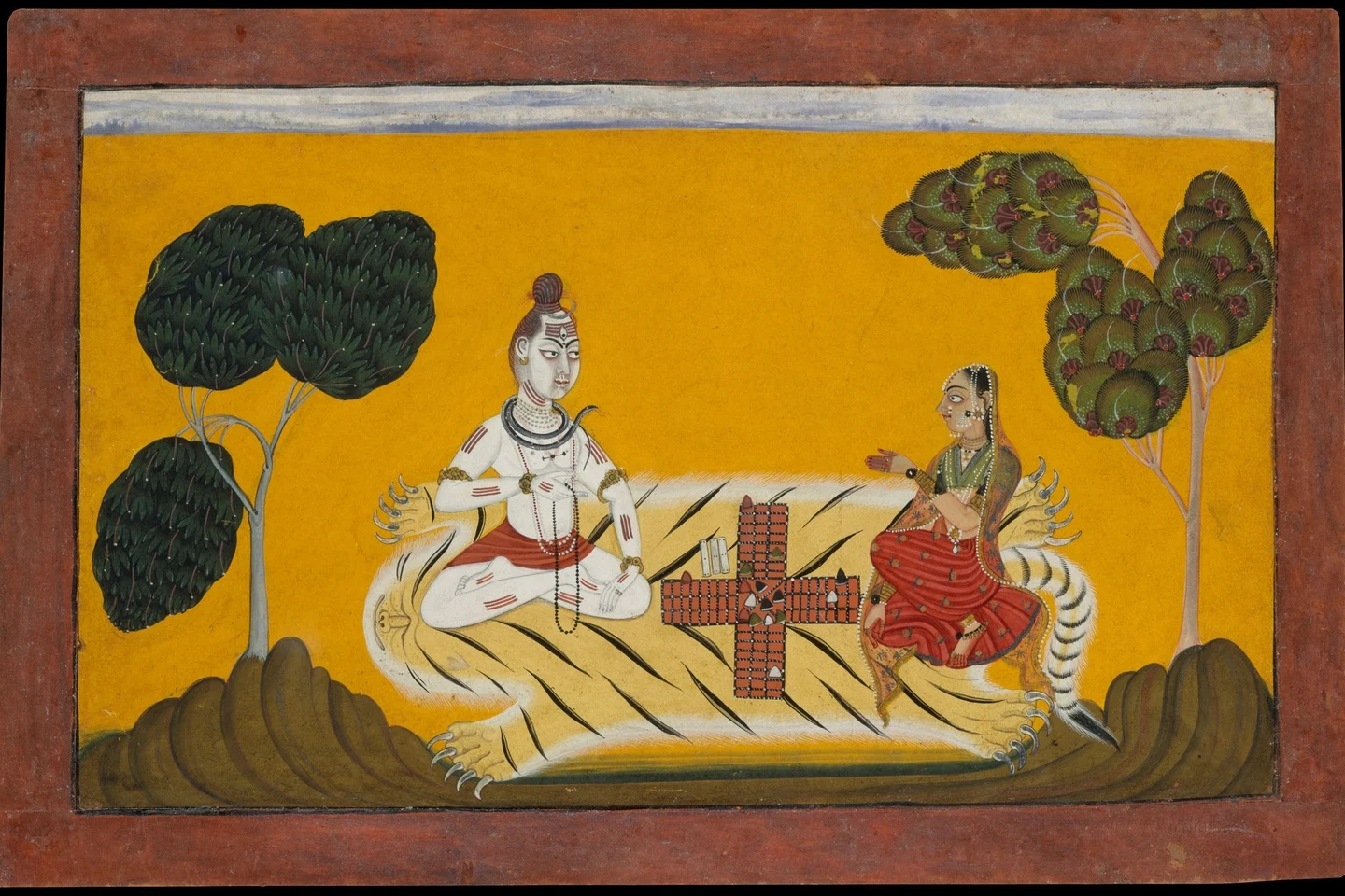 Shiva and Parvati Playing Chaupar: Folio from a Rasamanjari Series — Devidasa of Nurpur